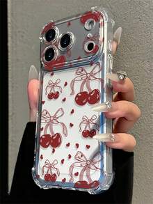 Casing Ponsel - Casing Ponsel Transparan ini memiliki desain layar penuh, dengan pola hati dan ceri. Casing ponsel ini kompatibel dengan Apple 18/18 Pro/18 Pro Max/17/17/17promax/11/12/13/14/15/16/17/Air/Pro/Pro Max/Plus. Memberikan perlindungan anti jatuh dan anti gores. - MultiWarna - View 3