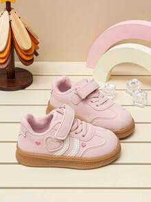 1 Pair Fashionable Hook & Loop Sports Shoes, Soft Anti-Slip Outdoor Casual Shoes For Spring And Autumn - Pink - View 4