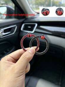 Anillo decorativo de arranque de un toque para coche con diseño de mariquita, decoración interior con incrustaciones de strass, pegatina decorativa universal para botón de interruptor de encendido - A - Ver 3