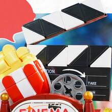 Miniso Carnival Cinema Building Blocks, Simulated Street View Movie Theater Assembly Model, DIY Interlocking Brick Set, Mini Architectural Desktop Ornament, Creative Hobby Gift (1 PC) - Multicolor - View 2