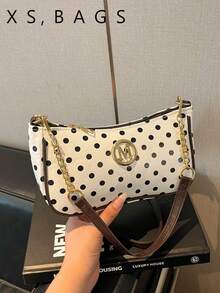 Women's 2026 Spring/Summer New Chic Niche Vintage Shoulder Bag Polka Dot Large Capacity Crossbody Bag - White - View 1