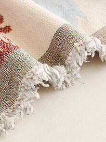 1pc Floral Jacquard Sofa Throw Blanket, All-Season Tassel Sofa Cover, Non-Slip Washable Living Room/Bedroom Furniture Protector, Suitable For 1/2/3/4 Seater Sofa - Multicolor - View 5