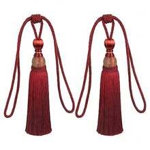 1 Pair Simple Elegant Curtain Cord Tie Drape Holdback Bedroom Curtain Buckle - Wine Red - View 2
