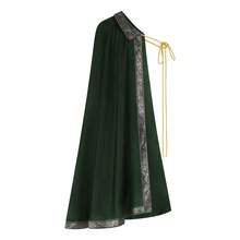 Capa de medio hombro estilo Renacimiento para hombre, capa de guerrero medieval, disfraz de guerrero LARP para mercado y Halloween - 25GZ0574 Chal corto de caballero con ribete de encaje (verde) - Ver 2