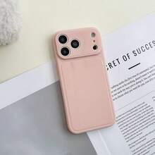 Solid Glossy Plain Large Integrated Camera Window Phone Case, Shockproof Anti-Drop Full Wrap Protective Cell Cover, Smooth Anti-Fingerprint Slim Soft Shell Compatible With IPhone 13 14 15 16 17 Pro Max - Clear - View 2