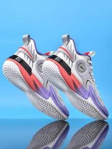 Men's Basketball Shoes For Training And Game, Anti-Slip, Wear-Resistant, Lightweight, Responsive Cushioning, Squeaky Grip - Grey Purple - View 9