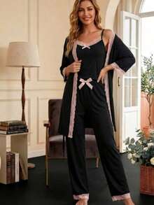 ❤️ Dantel Detaylı 3’lü Kadın Pijama Takımı – - 白色 - 查看 1