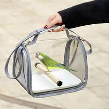 Parrot Carrier Bag, Breathable Bird Travel Bag For Pigeon, Lizard, Hamster, Portable Bird Cage For Home Use, Small Pet Supplies, Transparent Panoramic - Grey - View 1