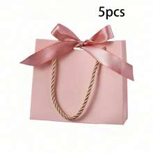 1/3/5pcs Gift Bag With Handle, Ncludes Ribbon, Suitable For Teen Party, Birthday, Valentine's Day And Wedding Gift Packaging, White - Multicolor - View 11