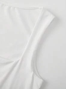Women's Solid Color Double-Layer Pleated Square Neck Camisole, Spring/Summer Casual White, Clean Girl Aesthetic - White - View 10