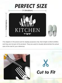 1pc Soft Thick Kitchen Mat, Anti-Slip Anti-Oil Kitchen Mat, Waterproof Kitchen Mat, Stain-Resistant Mat, Machine Washable, Entryway Mat, Kitchen Living Room Laundry Room Bathroom Absorbent Mat, Room Decor - Black - View 14