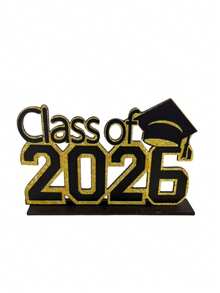 1pc Black & Gold 2026 Graduation Decor Wooden Desktop Ornament - A - View 11