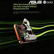ASUS 240W USB-A To USB-C Fast Charging Cable With Foldable Stand, 2-In-1 Phone Holder And Charging Cable, Compatible With IPhone 17, 16, 15 - Green - View 3