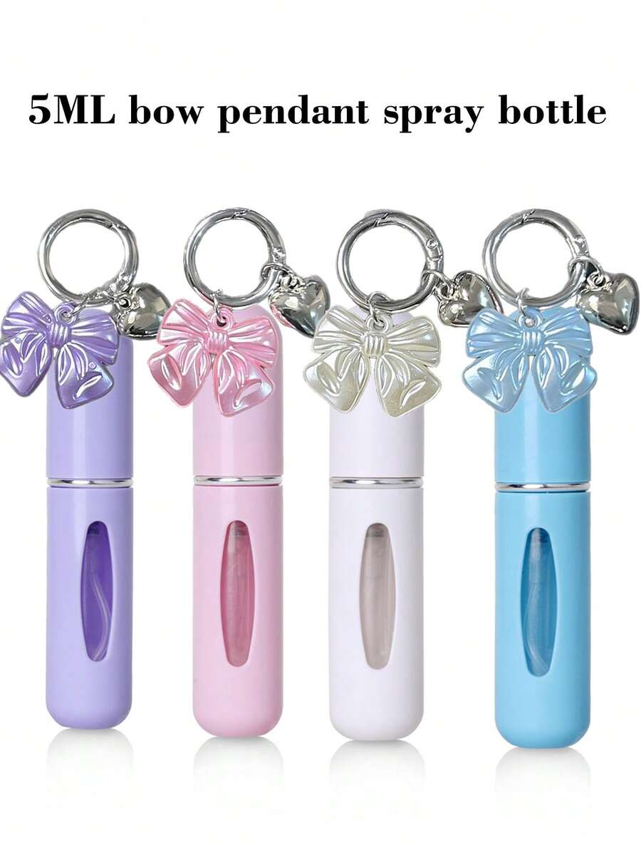1/2/4-Piece Bow Pendant Perfume Spray Bottle With Key Chain, Bottom Filled Perfume Bottle, 5ml Travel Portable Perfume Bottle, Reusable, Ideal Gift For Ladies, Back-To-School Gift For Girls, Mini Perfume, Travel Bottle Set - Multicolor - View 1