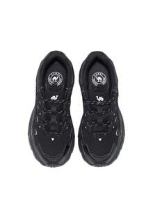 CAMEL CROWN Sepatu Sneakers Kasual Olahraga Retro Wanita dengan Sol Tebal dan Penambah Tinggi Badan - Hitam/Perak - View 3