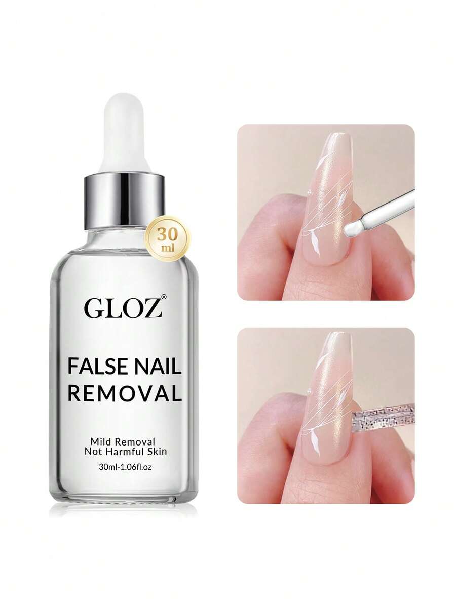 GLOZ 30ml 精準指甲油卸除液，適用於美甲貼紙，多功能指甲油卸除液，溫和凝膠指甲油卸除液，不含丙酮指甲油卸除液