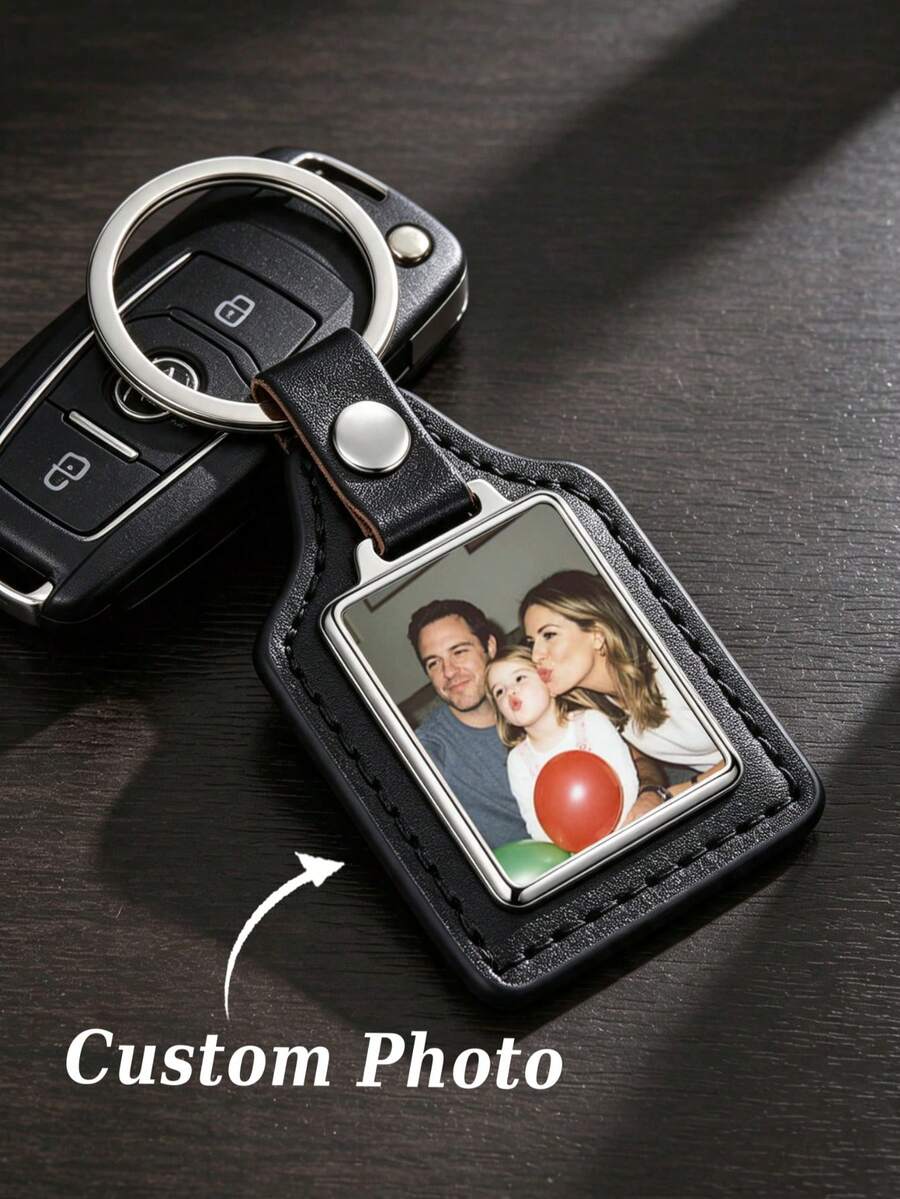 1pc Customized Leather Keychain, Men's Personalized Photo Keychain, Customized Picture Keychain, Gift For Husband, Boyfriend Gift, Couple Gift, Christmas Gift