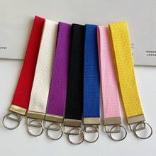 Customized Name Canvas Keychain Wrist Strap, Personalized Bag Charm Key Ring Accessory, Anti-Lost Backpack Luggage Pendant, Handmade DIY - Multicolor - View 5