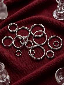 100-Piece Set Of Stainless Steel Round Double-Layer Keyring Charms, DIY Keychain Making Supplies - Keychain - View 5