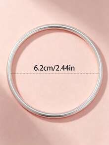 Women's 4mm Solid Matte Brushed-Finish Silver Bangle (Vintage Style, Round) - Available In Sets Of 1, 2, 3, Or 6; Perfect For Stacked Styling - Silver - View 6