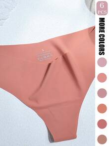 GYEY 6pcs V-Cut Seamless Thongs - Invisible No-Show Low-Waist Friendly Ultra-Soft Skin-Friendly Panties - Pink - View 4