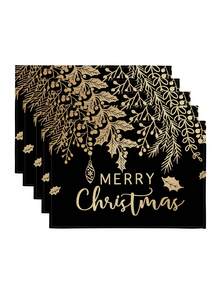 1/2/4/5/6/8pcs Digital Printed Placemats, Christmas Pattern Printed Placemats Table Decor, Suitable For Daily, Holiday, Party, Birthday, Wedding, Dinner, Kitchen, Dining Room And Home Textile Decoration - Multicolor - View 12