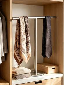 1pc T-Shaped Desktop Towel Rack, Drill-Free Standing Metal Hand Towel Holder, Bathroom Vanity Kitchen Countertop Small Towel Storage, Matte Black/Silver Dual Color Options Desktop Towel Rack, Jewelry Storage Rack, Bathroom Towel Bar, Countertop T-Shaped Toilet Paper Holder, Storage Rack - Multicolor - View 4