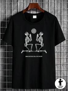 ChristmasBRIGHTER DEATH NOW Gothic Grafik-Shirt – mit Skeletthänden & Design, weiches atmungsaktives Unisex Streetwear-T-Shirt, Trendartikel für Herren - Schwarz - Übersicht 2