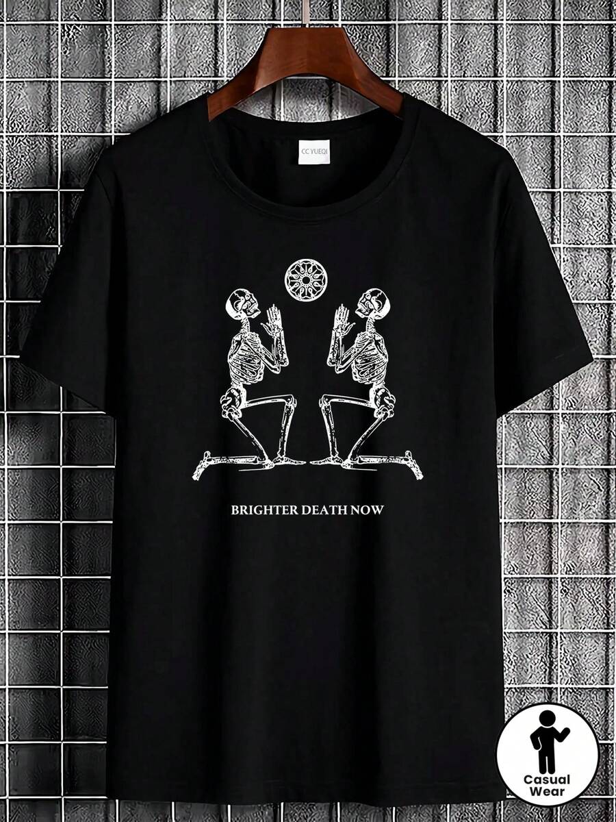 ChristmasBRIGHTER DEATH NOW Gothic Grafik-Shirt – mit Skeletthänden & Design, weiches atmungsaktives Unisex Streetwear-T-Shirt, Trendartikel für Herren