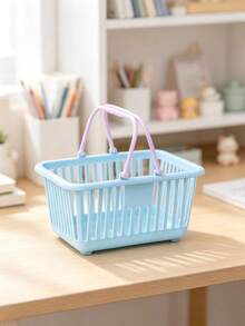 Mini Plastic Handheld Storage Basket With Portable Handle, Hollow Ventilated Organizer Bucket, Macaron Color, Multi-Purpose Desktop Bathroom Dormitory Tray, Suitable For Cosmetics, Small Items, Daily Supplies Storage And Organization - Multicolor - View 13