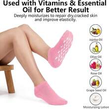 1 Pair 8.86 Inch Silicone Moisturizing Socks For Women, Soft Foot Care Hydrating Socks, Reusable Moisturizing Socks For Dry Cracked Feet Rough Heels Skin Repair - Moisturizing Socks - View 5