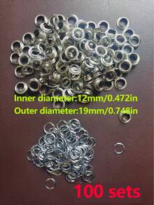 100組 10/12mm(0.394/0.472in) 金屬雞眼扣圓形鉚釘鈕扣，適用於衣物、皮革、腰帶、窗簾、布料、珠寶製作DIY手工配件 - 彩色 - 查看 9