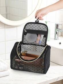 1/2pcs Portable Mesh Makeup Bag For Women, Large Capacity Mesh Toiletry Bag With Hanging Hook, Travel Wash Bag, Hanging Cosmetic Organizer, Toiletries Storage Bag, Essential Organizer For Business Trip And Travel - Multicolor - View 5