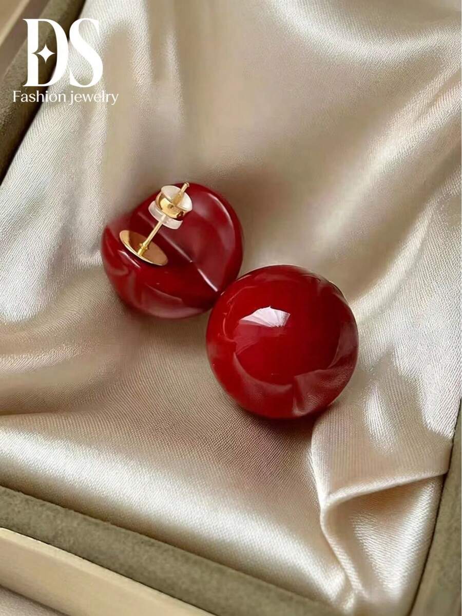 1對時尚大尺寸人造珍珠耳釘，人造貝殼材質2/3圓環耳環，女款日常休閒穿搭