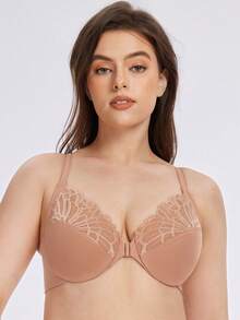 MELENECA Women's Racerback Front Closure Full Coverage Unlined Plus Size Underwire Bra - Maroon - View 4