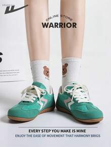 Warrior Women's Board ShoesSpring And SummerComfortable Modest Style Casual Yet Sleek Sneakers Applicable Throughout The Year Wear-Resisting All-Day Wear Training Sneakers Running Shoes - Green/Beige/Pink - View 2