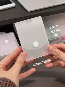 Frosted Desktop Card Sticker Storage Box, Transparent Rounded Corner Lid, Can Be Placed Horizontally Or Vertically, Transparent Frosted Snap-Lock Storage Box, Semi-Flip Lid Mini Card Dust-Proof Storage Box, Simple And Practical Office Storage Box, Card Storage Box. - Multicolor - View 6