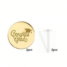 5 Set/10 Set Hiasan Kue Cupcake Cermin Emas untuk Wisuda, Selamat Wisuda 2026, Dekorasi Kue Pesta Wisuda - MultiWarna - View 17