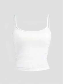 Summer New Solid Color Casual Versatile Backless Slim Fit Cropped Top Fashion Daily Wear Women's Camisole - White - View 2