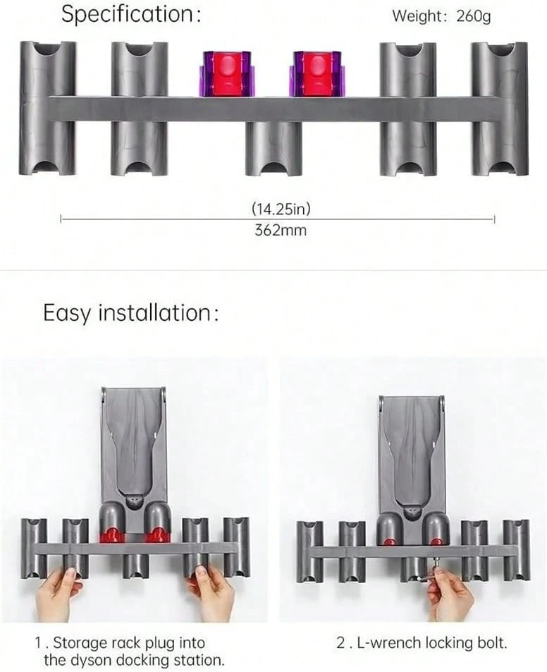 SOKANY 壁掛式儲物支架,適用於 V7 V8 V10 V11 V12 V15 吸塵器,輕量吸塵器吸頭安裝與固定架,吸塵器配件 - 查看 1