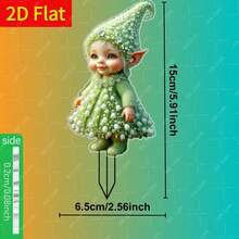 2D Flat Acrylic Green Elf Bonsai Decoration, Outdoor Decor, Suitable For Yard, Lawn And Garden Decoration - Realistic Details, Perfect Gift For All Seasons - A - View 3