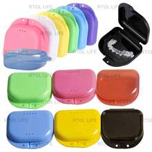 5pcs Denture Case With Air Vents, Sealed Lid, Transparent Retainer/Night Guard Storage Box, Individually Packaged, Multicolor (Random Color) - A - View 6