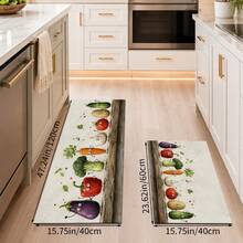 1pc Fun Vegetable Pattern Kitchen Mat, Eggplant Chili Pumpkin Onion Print Anti-Slip Floor Mat, Suitable For Kitchen Sink, Entryway And Laundry Room - Multicolor - View 10