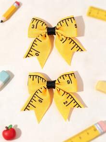 10/2pcs Back To School Pencil Bow Hair Clips,Yellow Blue White Apple Hair Bows,Alligator Clip,Cute Hair Accessories For Girl First Day Of School Daily - Multicolor - View 4