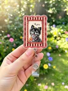 Personalized Dog Badge Reel, Custom Pet Watercolor Photo Badge Reel, Nurse Badge Reel, Dog Mom Gift - Multicolor - View 4