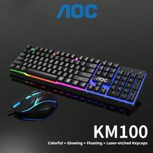 AOC KM100 Wired Mechanical Feel Keyboard And Mouse Gaming Set For Desktop And Laptop - View 6
