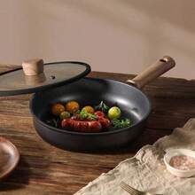 A Set Of High-Quality Black Non Stick Cookware, Including Non Stick Pans, Frying Pans, Soup Pots, And Flat Bottomed Pans, Suitable For Induction Cookers, Compatible With All Stoves, And A Multifunctional Pot For Deep Frying, Boiling, And Stir Frying - View 10