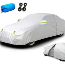190T Silver Car Cover, Full Coverage For All Models, Waterproof, UV Protection, Heat Resistant, Dustproof, Reflective Silver Appearance For Vehicles - A - View 1