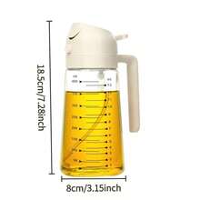 2-In-1 Oil Dispenser Bottle 470ml, White Plastic Spray And Pour Oil Sprayer With Measurement Scale, Non-Drip Oil Pot For Frying, Baking, Grilling, Kitchen Cooking Essentials - View 3