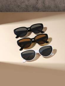 3 PCS Boys Girls 6-9Y Retro Oval Fashion Glasses Lightweight PC Material Frame Solid Color Lens Suitable For Casual Vacation Outing With Glasses Box - Multicolor - View 2